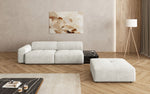 Lade das Bild in den Galerie-Viewer, Designer Sofa Calm 3-Sitzer: Modernes Bouclé-Sofa mit Hocker und Beistelltisch