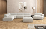 Lade das Bild in den Galerie-Viewer, Luxuriöse Calm Bouclé Ecksofa Wohnlandschaft – Modulare Design Couch mit Hocker