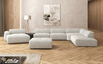 Lade das Bild in den Galerie-Viewer, Luxuriöse Calm Bouclé Ecksofa Wohnlandschaft – Modulare Design Couch mit Hocker