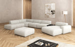 Lade das Bild in den Galerie-Viewer, Luxuriöse Calm Bouclé Ecksofa Wohnlandschaft – Modulare Design Couch mit Hocker