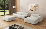 Lade das Bild in den Galerie-Viewer, Luxus Designer L-Sofa Calm Bouclé mit Hocker und Tisch Modernes Wohnzimmer