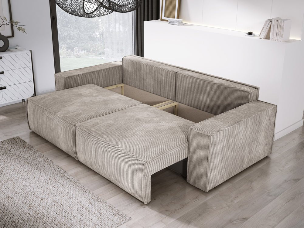 Designer Cord Sofa Velanova: Modernes Schlafsofa mit Klappfunktion für Ihr Wohnzimmer