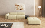 Lade das Bild in den Galerie-Viewer, Designer Sofa Calm 3-Sitzer: Modernes Bouclé-Sofa mit Hocker und Beistelltisch
