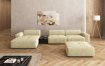 Lade das Bild in den Galerie-Viewer, Luxus Designer L-Sofa Calm Bouclé mit Hocker und Tisch Modernes Wohnzimmer