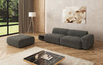 Lade das Bild in den Galerie-Viewer, Designer Sofa Calm 3-Sitzer: Modernes Bouclé-Sofa mit Hocker und Beistelltisch