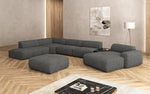 Lade das Bild in den Galerie-Viewer, Luxuriöse Calm Bouclé Ecksofa Wohnlandschaft – Modulare Design Couch mit Hocker