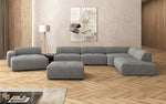 Lade das Bild in den Galerie-Viewer, Luxuriöse Calm Bouclé Ecksofa Wohnlandschaft – Modulare Design Couch mit Hocker