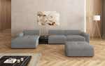 Lade das Bild in den Galerie-Viewer, Luxus Designer L-Sofa Calm Bouclé mit Hocker und Tisch Modernes Wohnzimmer