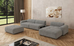 Lade das Bild in den Galerie-Viewer, Luxus Designer L-Sofa Calm Bouclé mit Hocker und Tisch Modernes Wohnzimmer