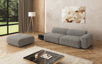 Lade das Bild in den Galerie-Viewer, Designer Sofa Calm 3-Sitzer: Modernes Bouclé-Sofa mit Hocker und Beistelltisch
