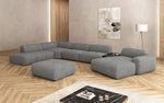 Lade das Bild in den Galerie-Viewer, Luxuriöse Calm Bouclé Ecksofa Wohnlandschaft – Modulare Design Couch mit Hocker