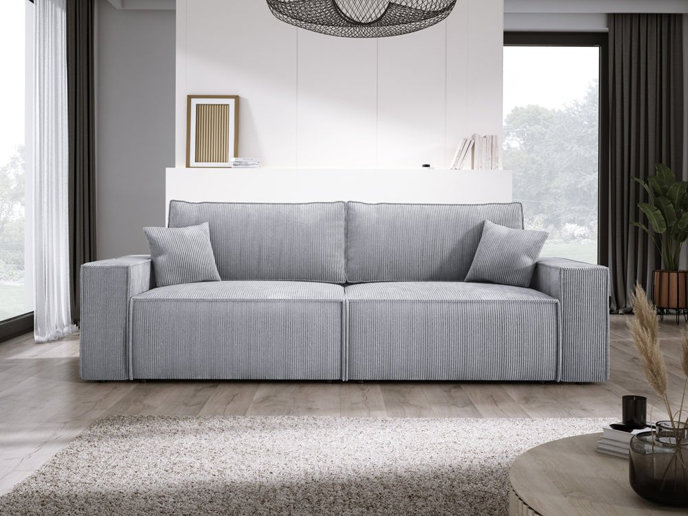 Designer Cord Sofa Velanova: Modernes Schlafsofa mit Klappfunktion für Ihr Wohnzimmer