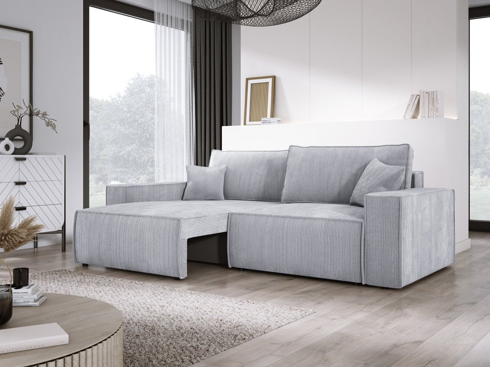 Designer Cord Sofa Velanova: Modernes Schlafsofa mit Klappfunktion für Ihr Wohnzimmer