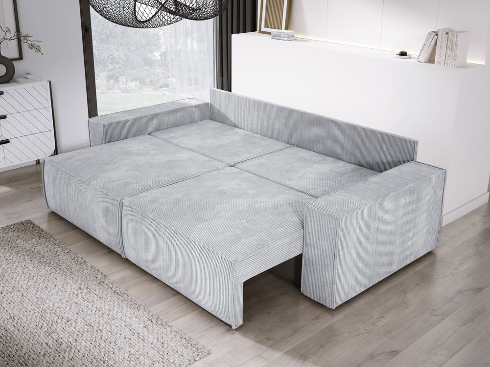 Designer Cord Sofa Velanova: Modernes Schlafsofa mit Klappfunktion für Ihr Wohnzimmer