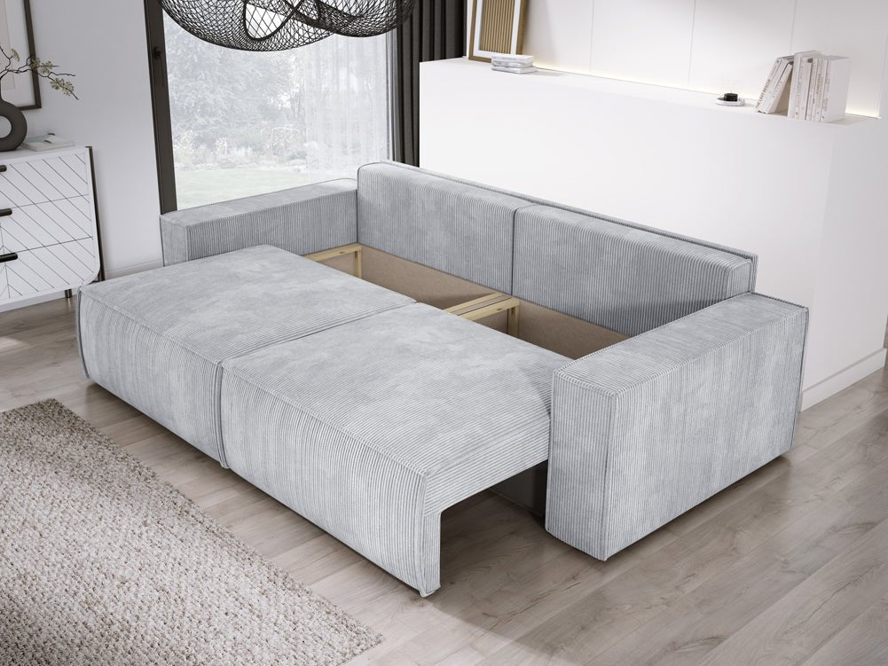 Designer Cord Sofa Velanova: Modernes Schlafsofa mit Klappfunktion für Ihr Wohnzimmer