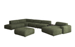 Lade das Bild in den Galerie-Viewer, Luxuriöse Calm Bouclé Ecksofa Wohnlandschaft – Modulare Design Couch mit Hocker