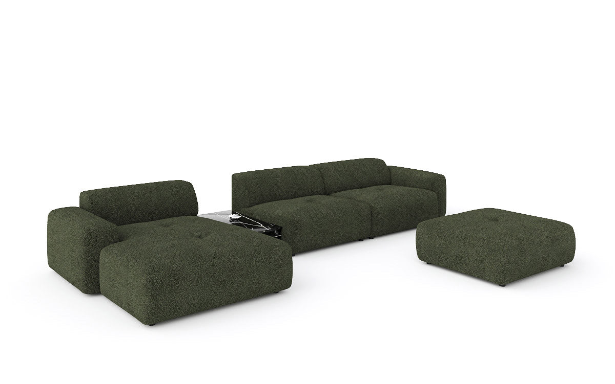 Luxus Designer L-Sofa Calm Bouclé mit Hocker und Tisch Modernes Wohnzimmer