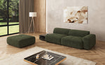 Lade das Bild in den Galerie-Viewer, Designer Sofa Calm 3-Sitzer: Modernes Bouclé-Sofa mit Hocker und Beistelltisch