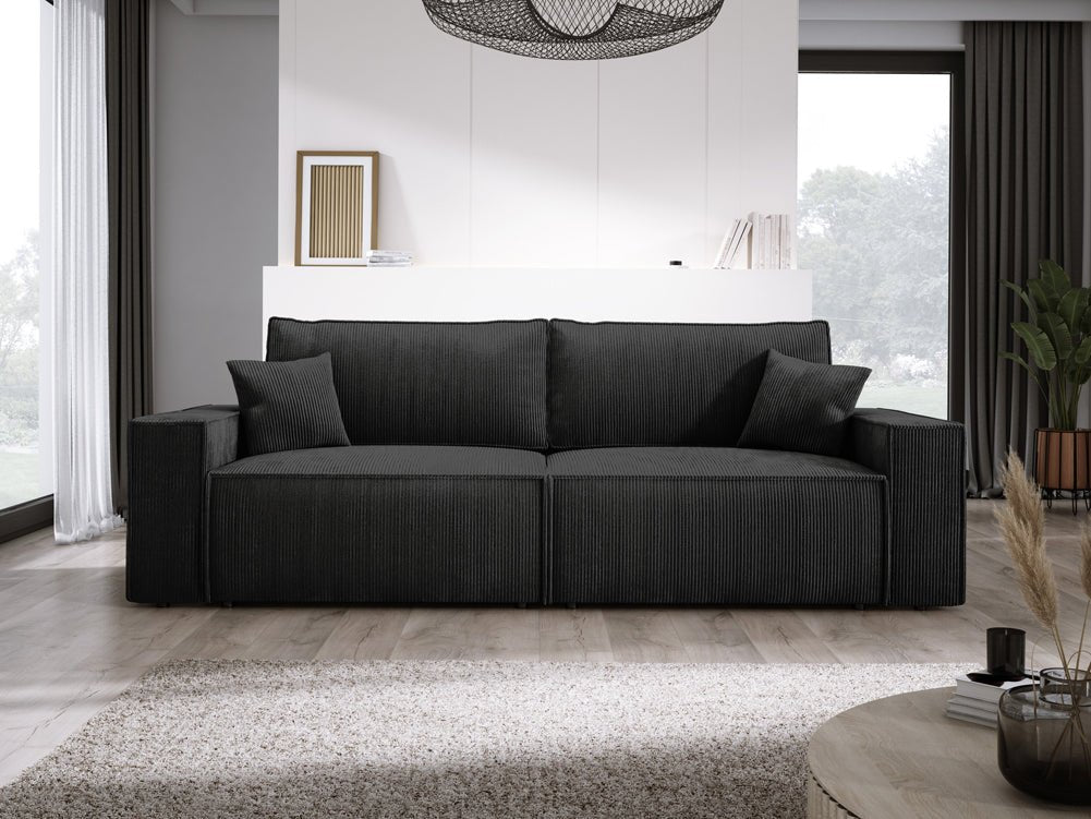 Designer Cord Sofa Velanova: Modernes Schlafsofa mit Klappfunktion für Ihr Wohnzimmer