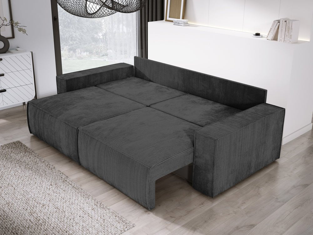 Designer Cord Sofa Velanova: Modernes Schlafsofa mit Klappfunktion für Ihr Wohnzimmer