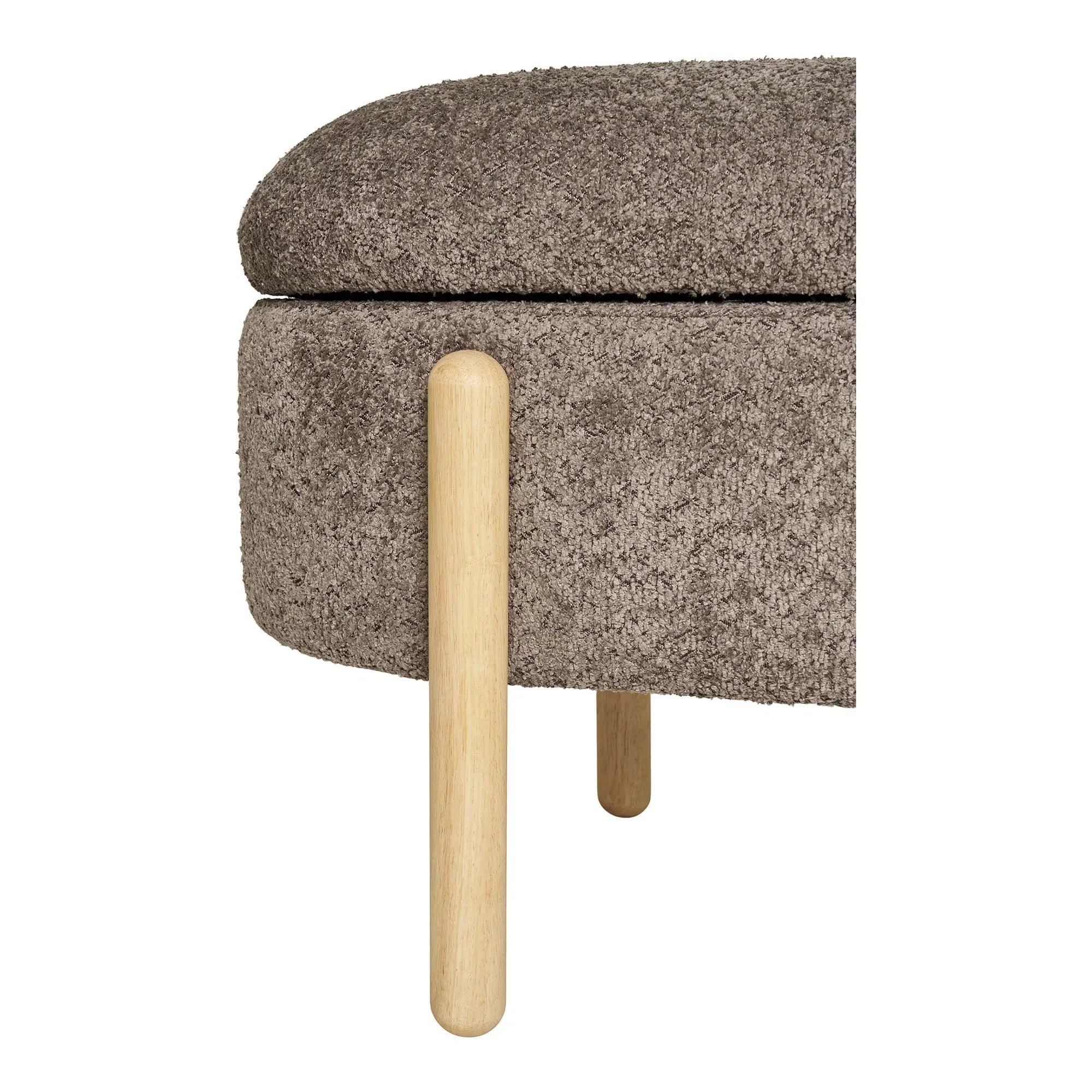 Eleganter Bianca Bouclé Beistellhocker Braun mit Praktischem Stauraum