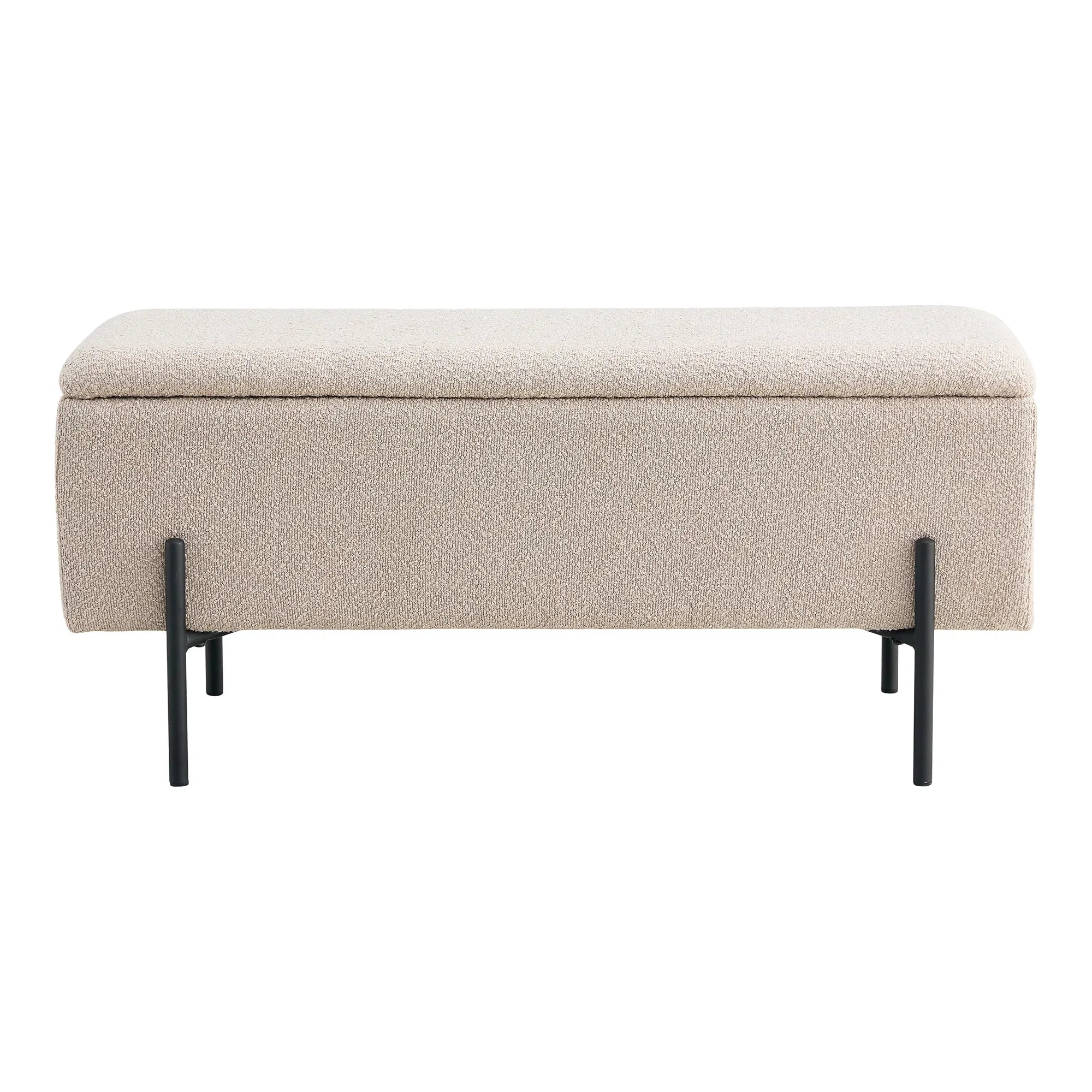 Elegante Bouclé Sitzbank Beige mit Stauraum für gemütliches Zuhause