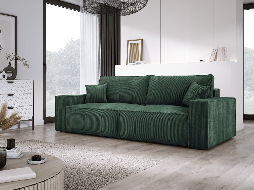 Designer Cord Sofa Velanova: Modernes Schlafsofa mit Klappfunktion für Ihr Wohnzimmer