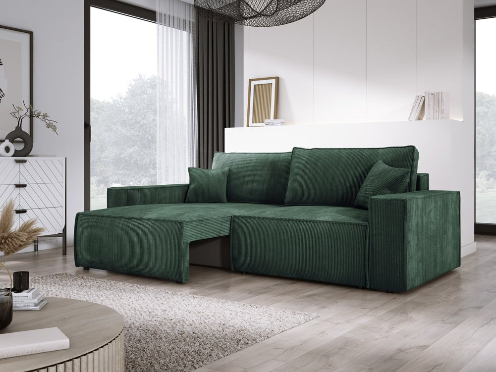 Designer Cord Sofa Velanova: Modernes Schlafsofa mit Klappfunktion für Ihr Wohnzimmer
