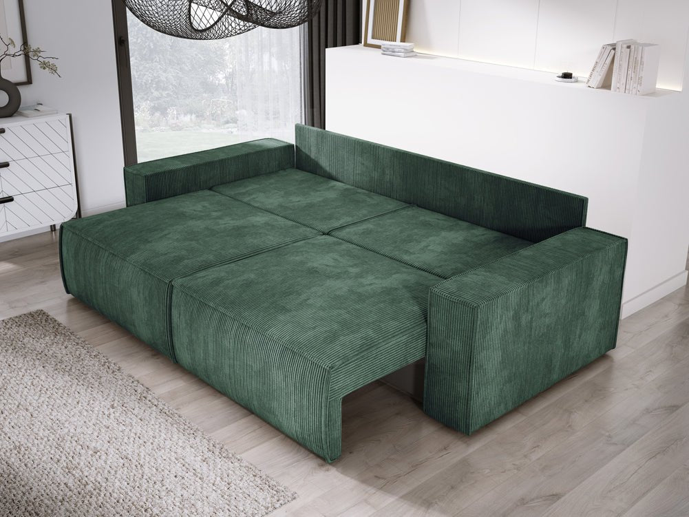 Designer Cord Sofa Velanova: Modernes Schlafsofa mit Klappfunktion für Ihr Wohnzimmer