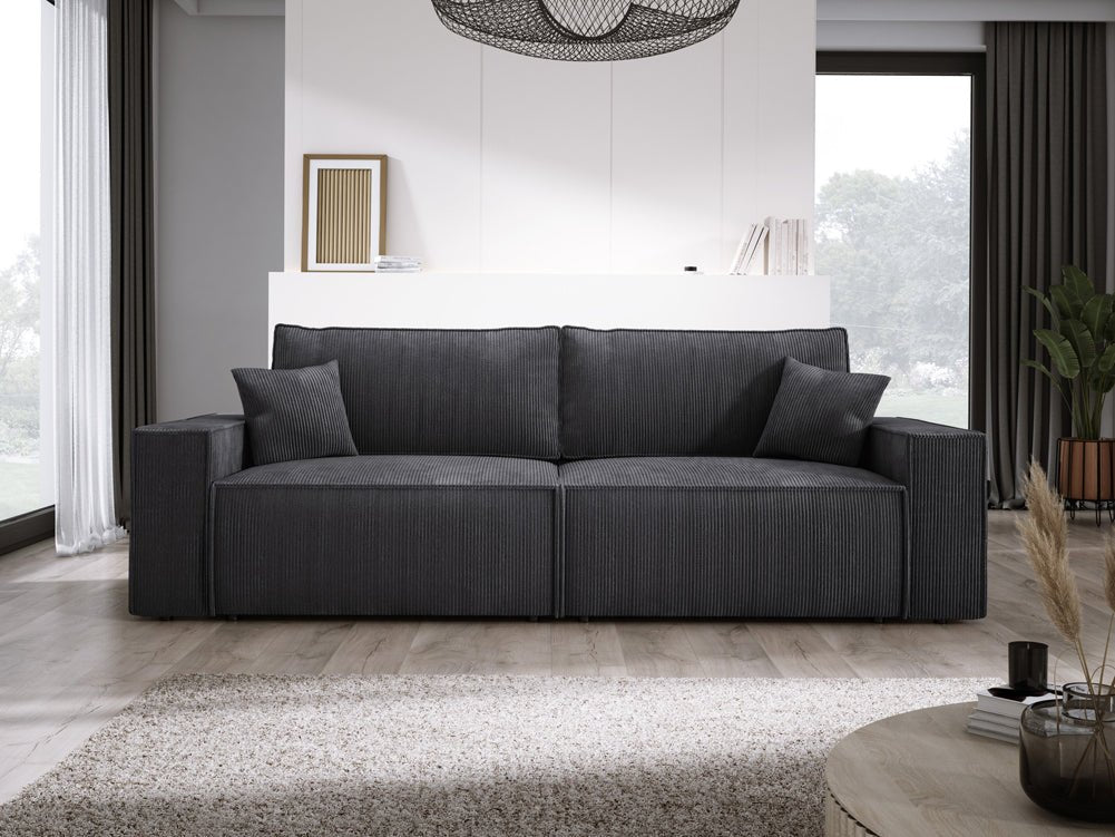 Designer Cord Sofa Velanova: Modernes Schlafsofa mit Klappfunktion für Ihr Wohnzimmer