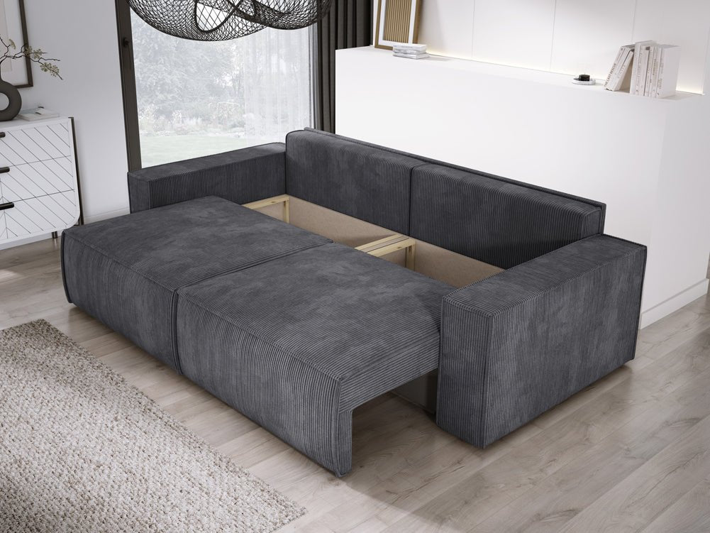 Designer Cord Sofa Velanova: Modernes Schlafsofa mit Klappfunktion für Ihr Wohnzimmer