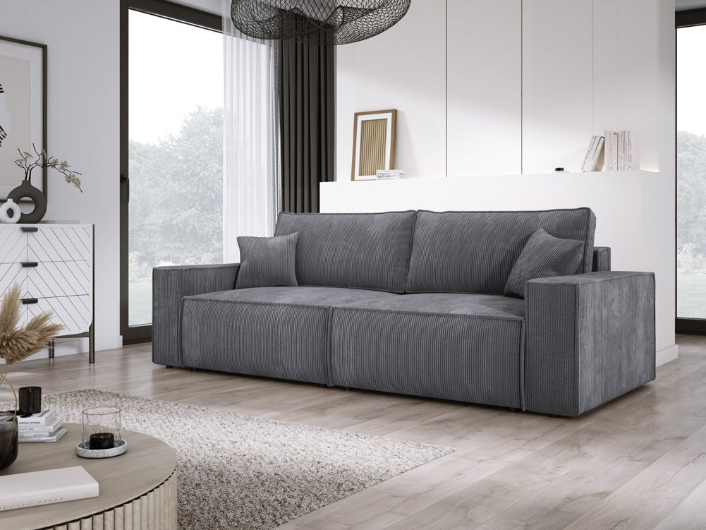 Designer Cord Sofa Velanova: Modernes Schlafsofa mit Klappfunktion für Ihr Wohnzimmer