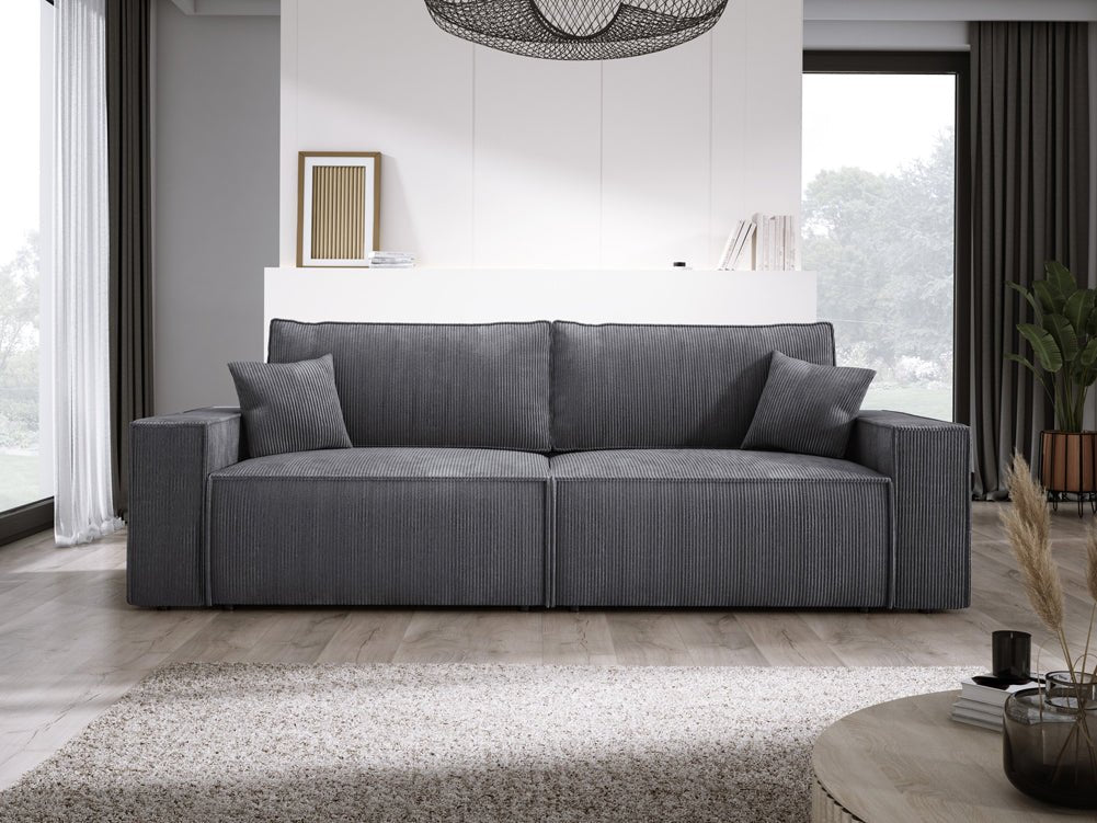 Designer Cord Sofa Velanova: Modernes Schlafsofa mit Klappfunktion für Ihr Wohnzimmer