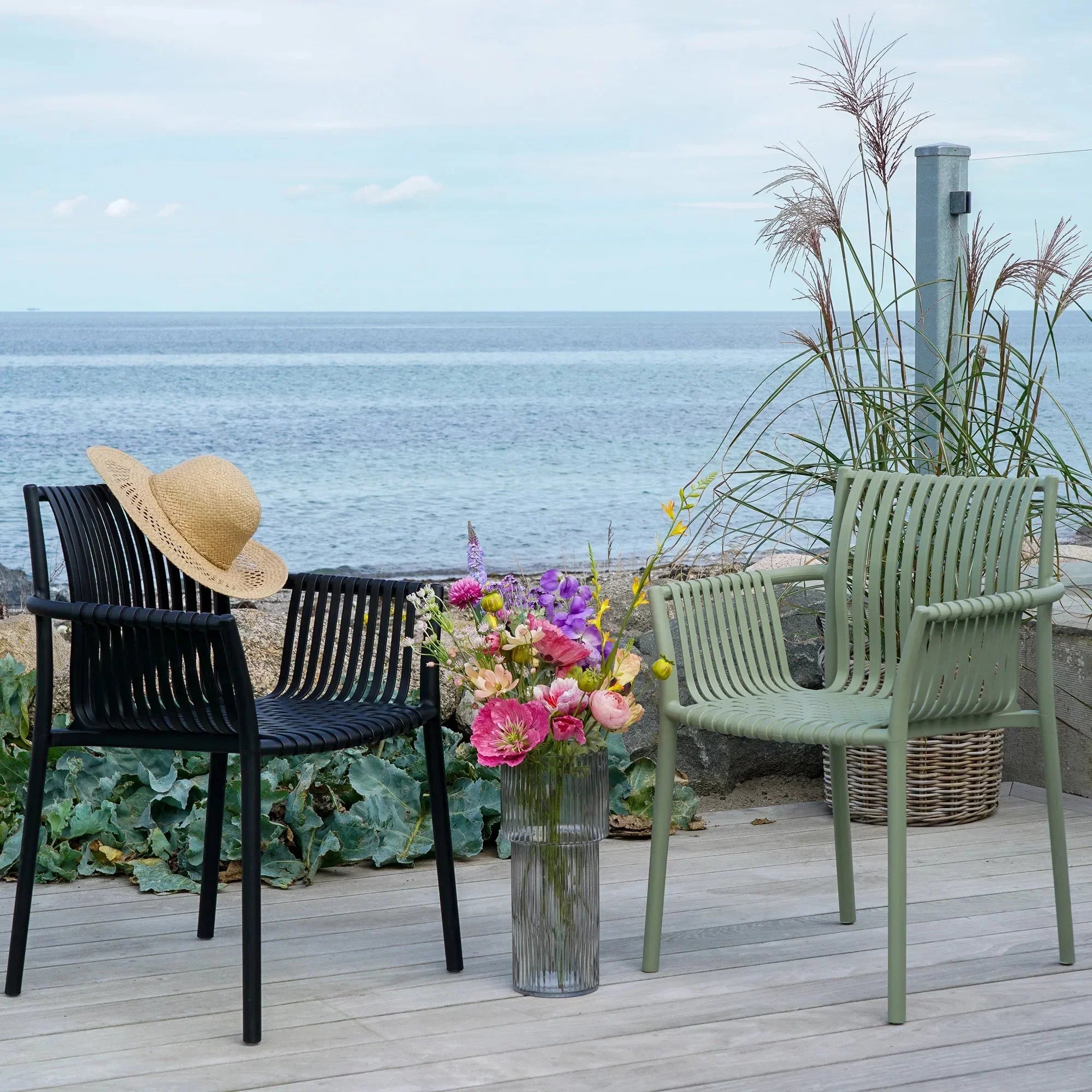 4er Set Verona Gartenstuhl Schwarz Stapelbar Outdoor Terrasse Balkon Wetterfest Modern Design