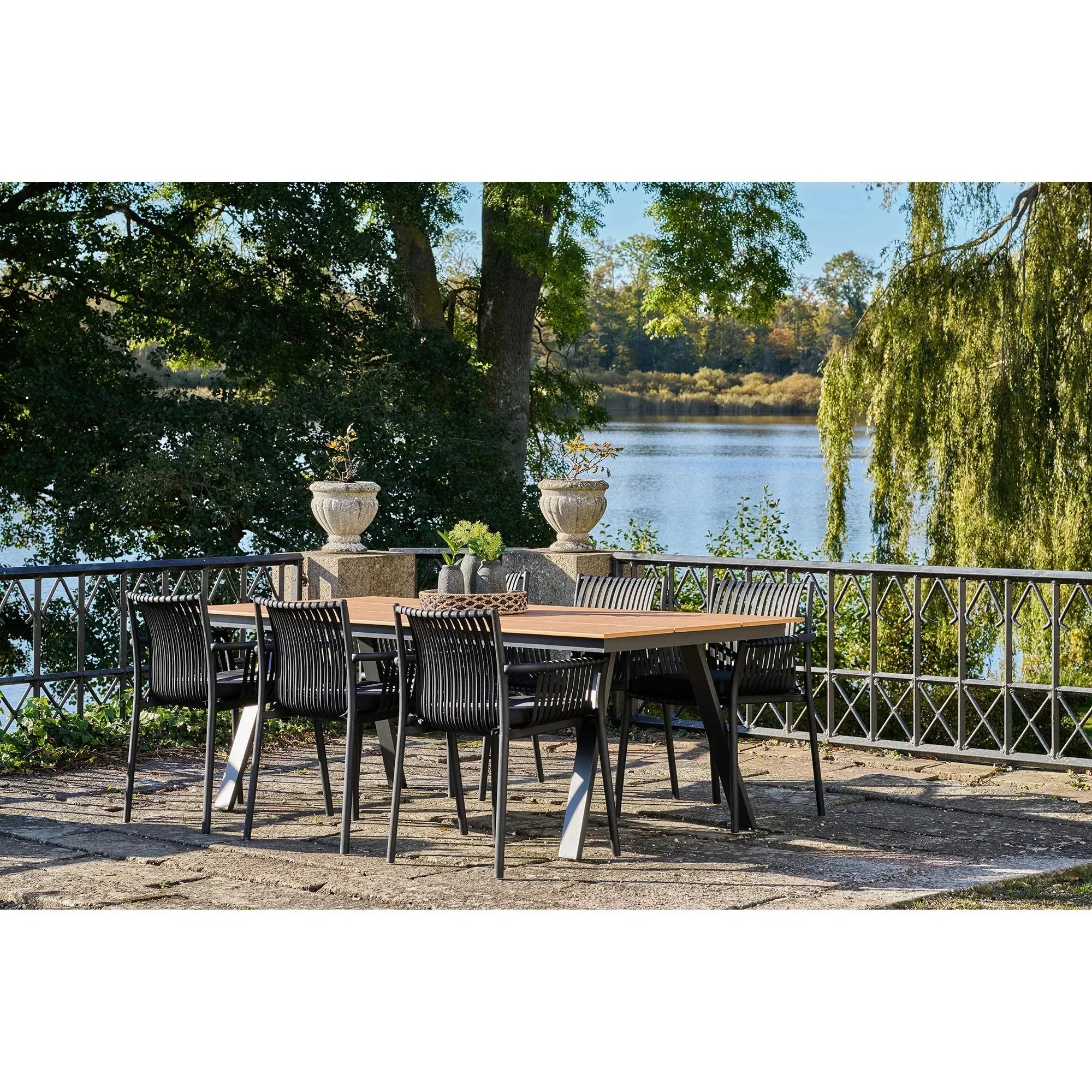 4er Set Verona Gartenstuhl Schwarz Stapelbar Outdoor Terrasse Balkon Wetterfest Modern Design