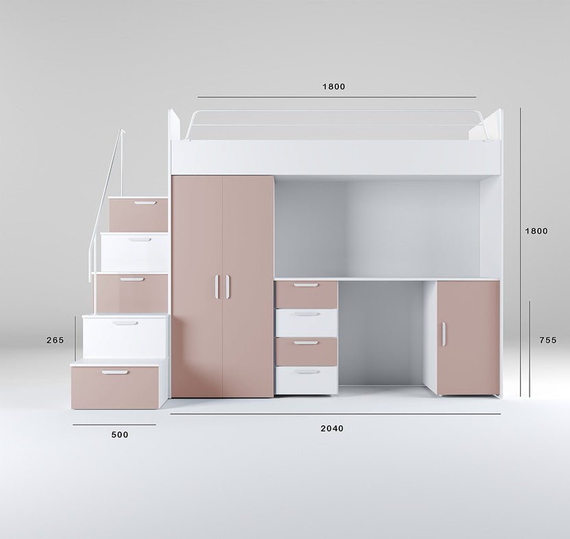 Dream Kinderhochbett Matt: Sichere, Platzsparende Lösung für Kinderzimmer mit Stil