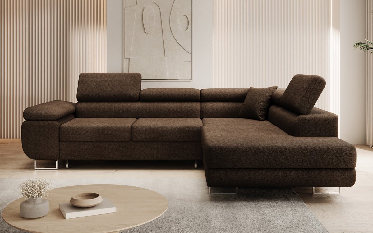 Luxuriöses Designer Ecksofa Aston Bouclé mit Schlaffunktion & Stauraum, Multifunktional & Stilvoll