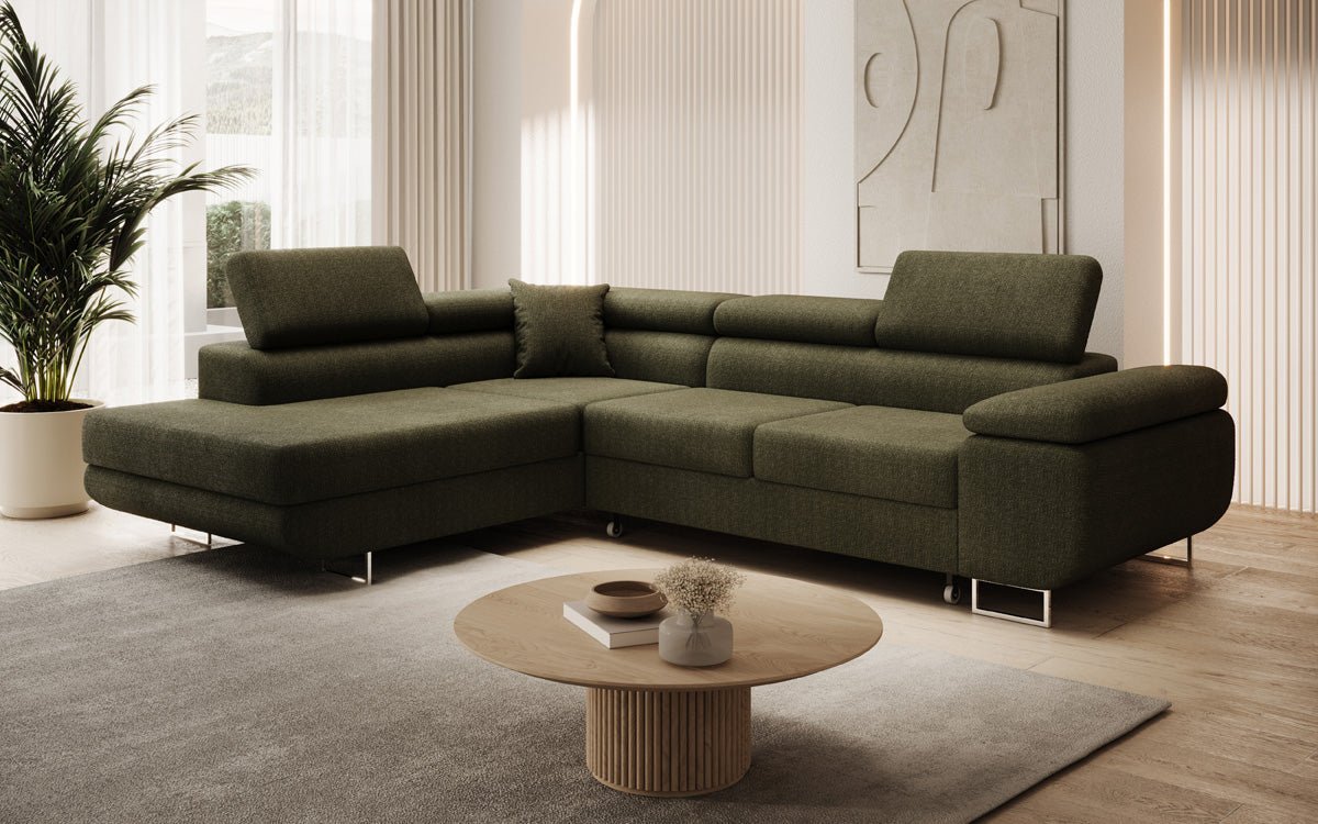 Luxuriöses Designer Ecksofa Aston Bouclé mit Schlaffunktion & Stauraum, Multifunktional & Stilvoll