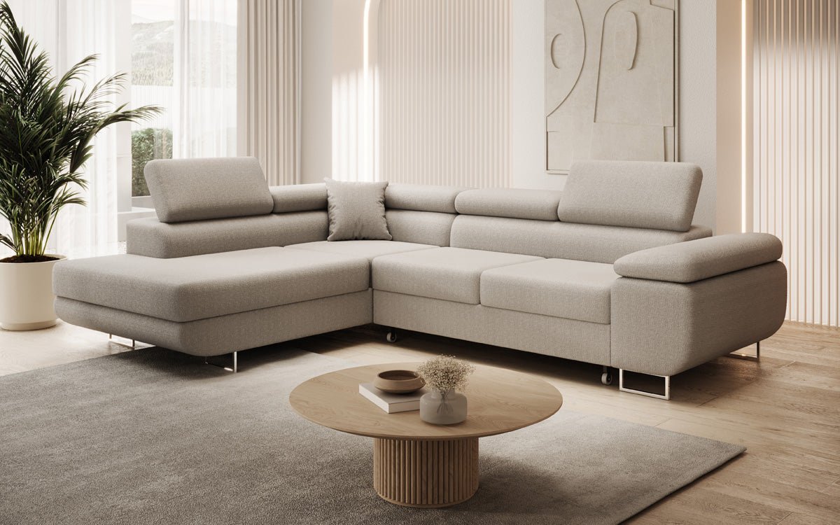 Luxuriöses Designer Ecksofa Aston Bouclé mit Schlaffunktion & Stauraum, Multifunktional & Stilvoll