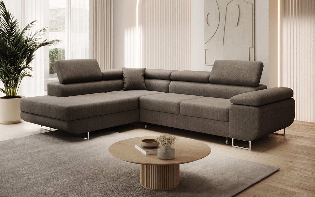 Luxuriöses Designer Ecksofa Aston Bouclé mit Schlaffunktion & Stauraum, Multifunktional & Stilvoll