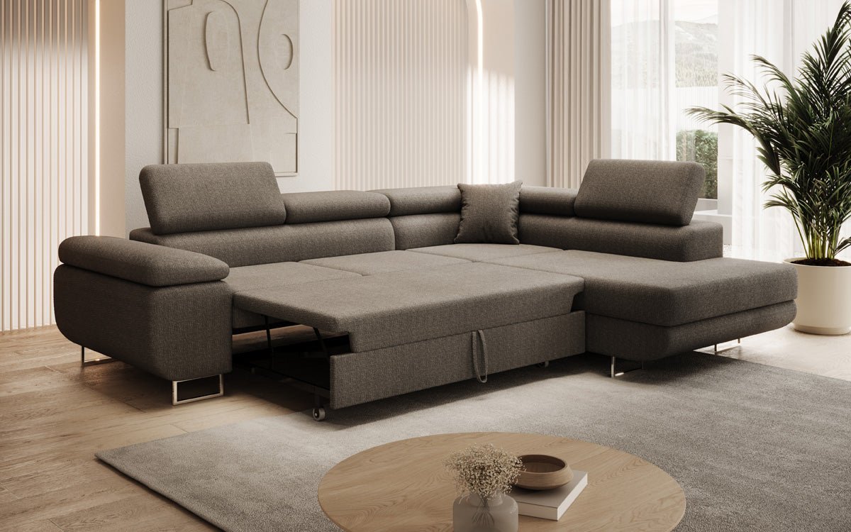 Luxuriöses Designer Ecksofa Aston Bouclé mit Schlaffunktion & Stauraum, Multifunktional & Stilvoll