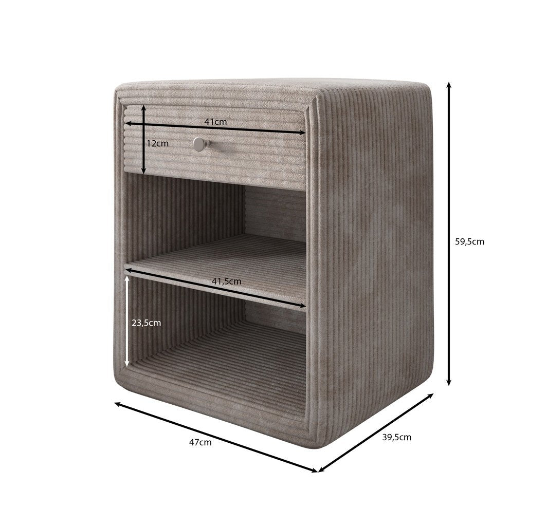 Eleganter Designer Cord-Nachttisch Amy: Stilvolle Nachtkommode mit Stauraum