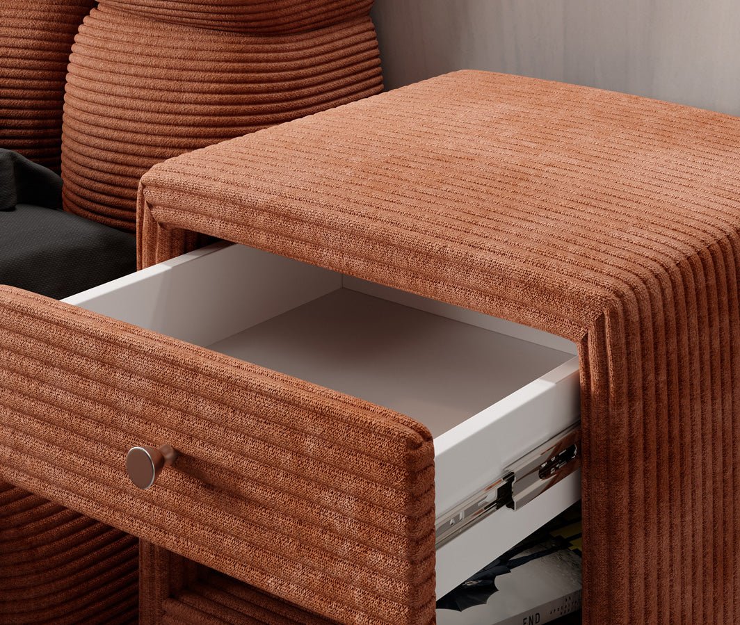 Eleganter Designer Cord-Nachttisch Amy: Stilvolle Nachtkommode mit Stauraum