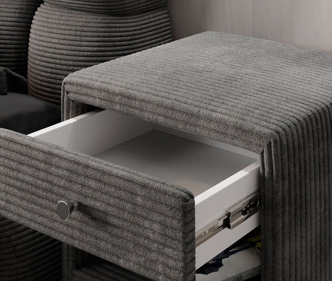 Eleganter Designer Cord-Nachttisch Amy: Stilvolle Nachtkommode mit Stauraum
