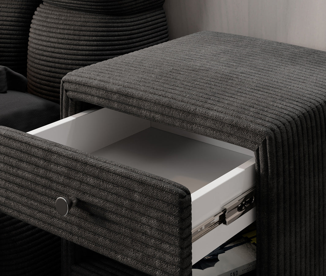Eleganter Designer Cord-Nachttisch Amy: Stilvolle Nachtkommode mit Stauraum