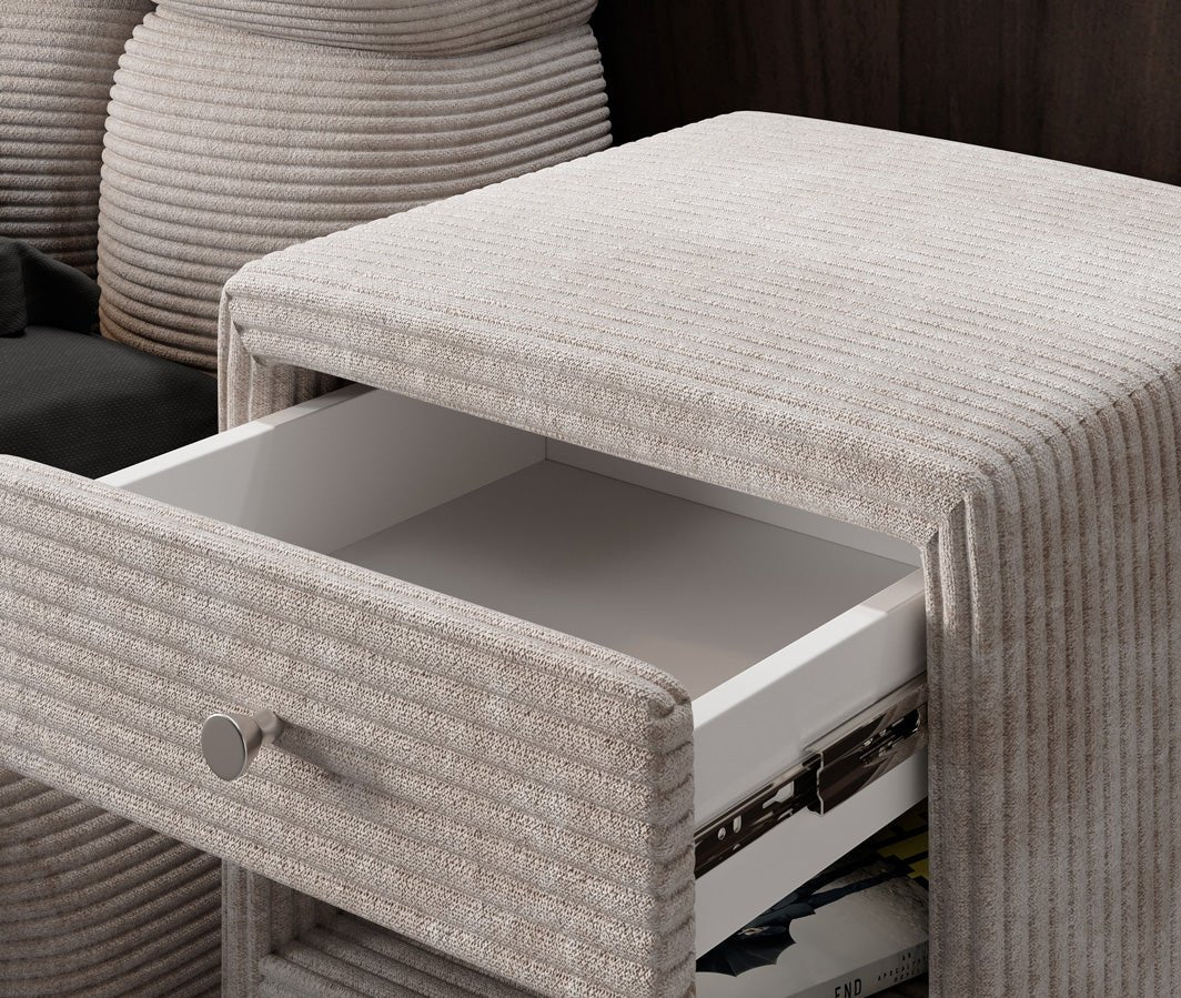 Eleganter Designer Cord-Nachttisch Amy: Stilvolle Nachtkommode mit Stauraum