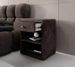 Lade das Bild in den Galerie-Viewer, Eleganter Designer Cord-Nachttisch Amy: Stilvolle Nachtkommode mit Stauraum