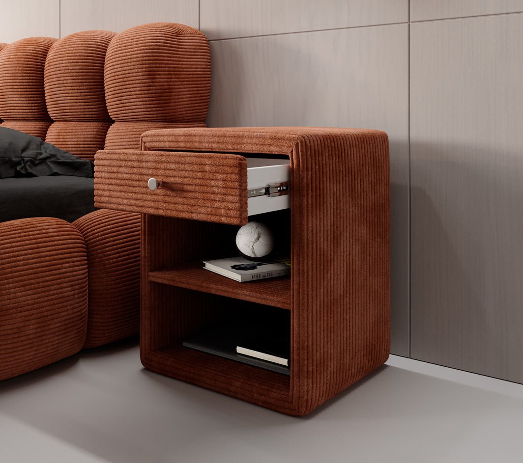 Eleganter Designer Cord-Nachttisch Amy: Stilvolle Nachtkommode mit Stauraum