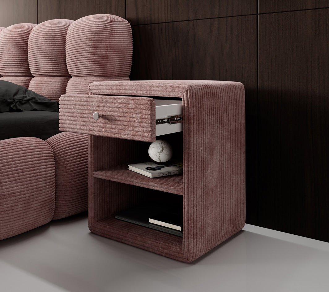Eleganter Designer Cord-Nachttisch Amy: Stilvolle Nachtkommode mit Stauraum