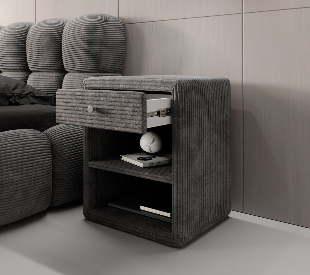 Eleganter Designer Cord-Nachttisch Amy: Stilvolle Nachtkommode mit Stauraum